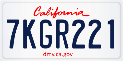 CA license plate 7KGR221