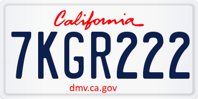 CA license plate 7KGR222