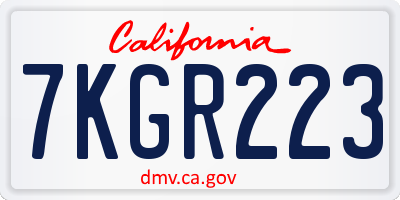 CA license plate 7KGR223