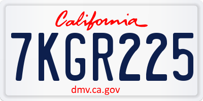 CA license plate 7KGR225