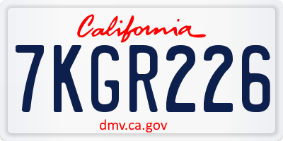 CA license plate 7KGR226