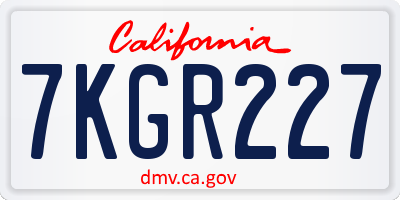 CA license plate 7KGR227