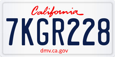 CA license plate 7KGR228