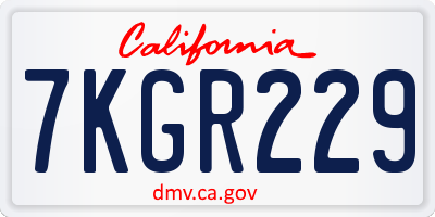 CA license plate 7KGR229