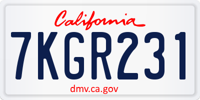 CA license plate 7KGR231