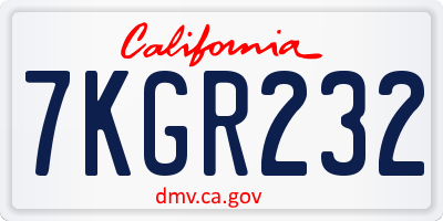 CA license plate 7KGR232