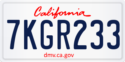 CA license plate 7KGR233