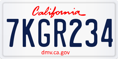 CA license plate 7KGR234