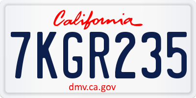 CA license plate 7KGR235