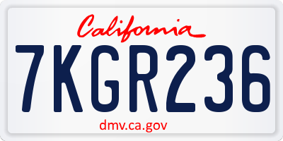CA license plate 7KGR236