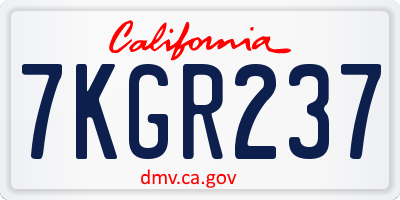 CA license plate 7KGR237