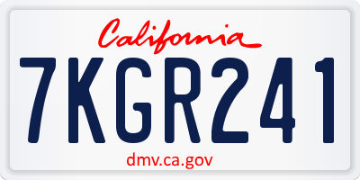 CA license plate 7KGR241