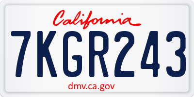 CA license plate 7KGR243