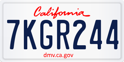 CA license plate 7KGR244