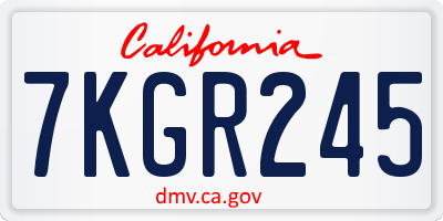 CA license plate 7KGR245