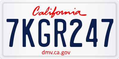 CA license plate 7KGR247