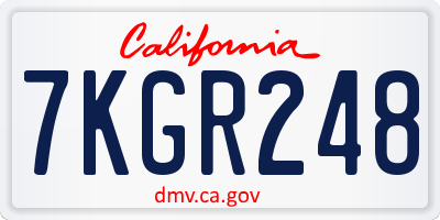 CA license plate 7KGR248