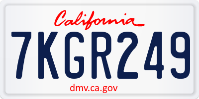 CA license plate 7KGR249