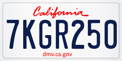 CA license plate 7KGR250