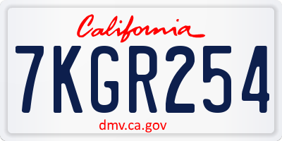 CA license plate 7KGR254