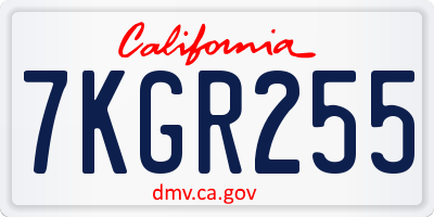 CA license plate 7KGR255