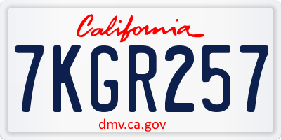 CA license plate 7KGR257