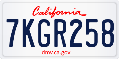 CA license plate 7KGR258