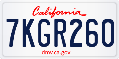 CA license plate 7KGR260