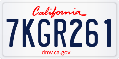 CA license plate 7KGR261
