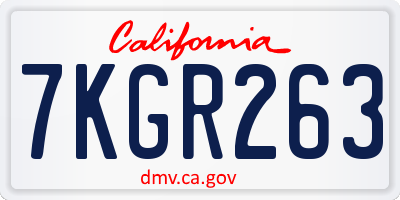 CA license plate 7KGR263