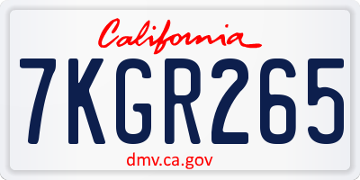 CA license plate 7KGR265