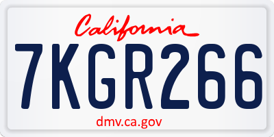 CA license plate 7KGR266