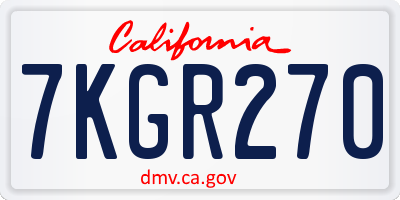 CA license plate 7KGR270