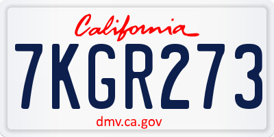 CA license plate 7KGR273
