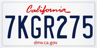 CA license plate 7KGR275