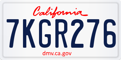 CA license plate 7KGR276