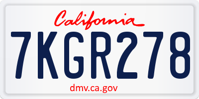 CA license plate 7KGR278