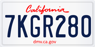 CA license plate 7KGR280