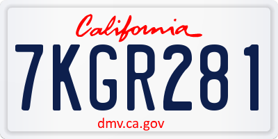 CA license plate 7KGR281