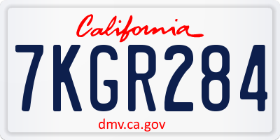 CA license plate 7KGR284
