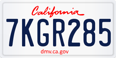 CA license plate 7KGR285