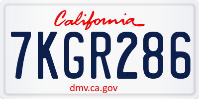 CA license plate 7KGR286