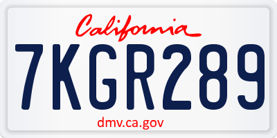CA license plate 7KGR289