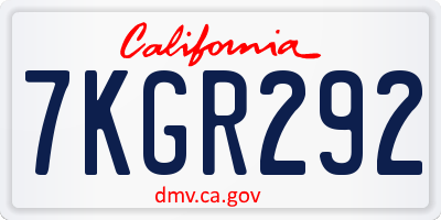 CA license plate 7KGR292