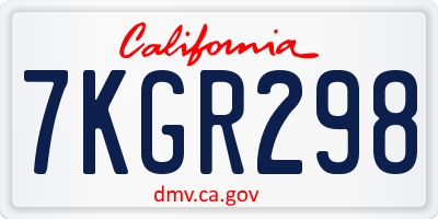 CA license plate 7KGR298