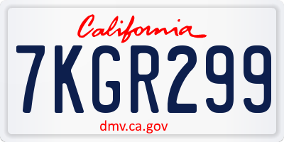 CA license plate 7KGR299