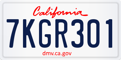 CA license plate 7KGR301