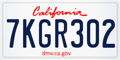 CA license plate 7KGR302