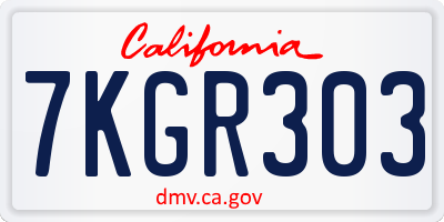 CA license plate 7KGR303