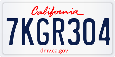 CA license plate 7KGR304